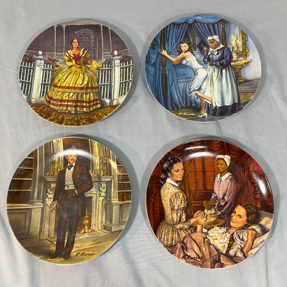 Knowles Gone With the Wind Collector Plates (4) Raymond Kursar MGM Limited Ed